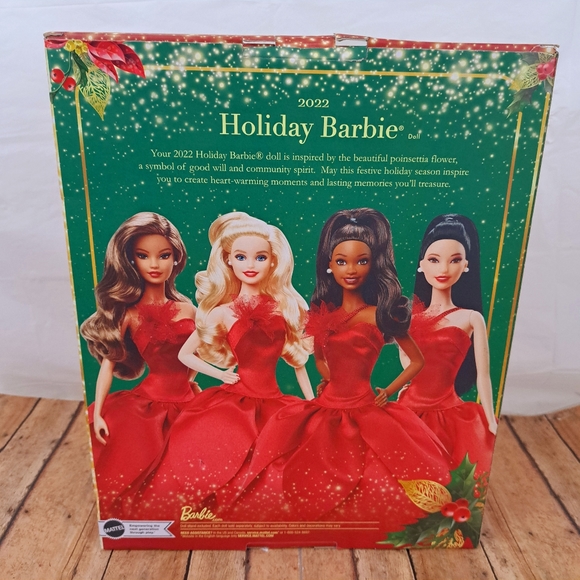 Barbie Signature 2022 Holiday Black Hair Red Gown Collectible 12" Do… - Picture 4 of 10